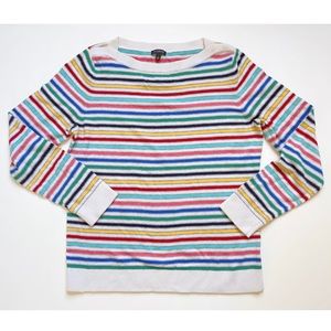 Rainbow Striped Lambswool Sweater Boatneck Talbots